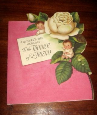 Vtg 1952 Die Cut Marjorie Cooper Rust Craft Mother’s Day Card,  Angels