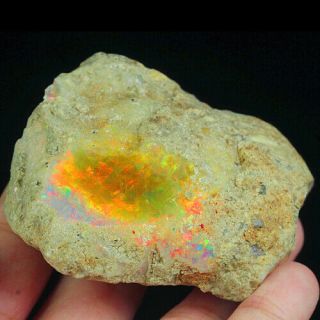 447ct Natural Ethiopian Crystal Black Opal Play Of Color Rough Specimen Ysjg966