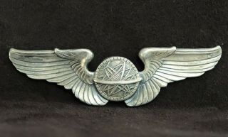 3 " Us Army Air Force Military Full Size Navigator Pilot Sterling Silver Wing