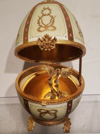 Vintage Faberge Love Doves 925 Sterling & Hand Painted Limoges Egg.  Signed.  Nr