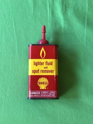 Vintage Shell Oil Co Lighter Fluid Spot Remover Tin Can Empty Great Color W/cap