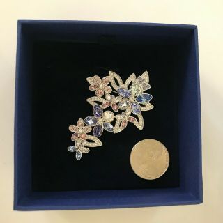 swarovski crystal brooch pin,  flowers,  blue,  purple,  pink and clear crystals 3