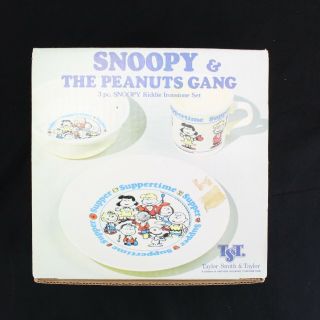 Snoopy and the Peanuts Gang Vintage 1968 China Set Cup Bowl Plate 1960s 2