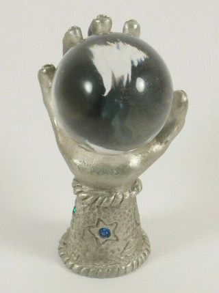 Vintage Spoontiques Hm1216 Pewter Hand Holding Crystal Ball