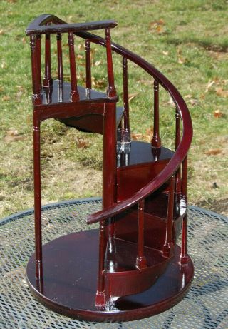 Byers Choice Wood Doll Spiral Staircase Mahogany Stairs Tiered Display 22 " X 14 "