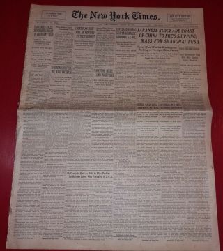 Aug 26,  1937 York Times - Japanese Blockade Coast Of China To Foe 