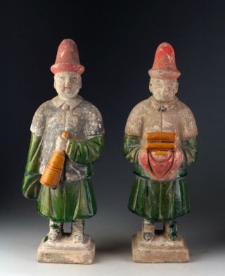 Sc A Chinese Ming Dynasty Pottery Attendants,  1368 - 1644