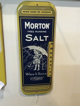 Vintage Morton Salt Thermometer Advertising " When It Rains It Pours "