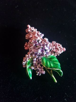 MFA Museum of Fine Arts Purple Lilac Enamel Flower Brooch Pin 2