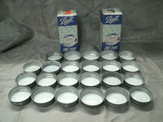 Vtg Ball Zinc Mason Jar Lids Caps Porcelain Lined 2 Boxes Of 12/11 Total 23 Nos