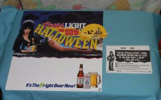 Elvira Coors Light Beer Halloween Shelf Talker Sign & " Take One " Pad