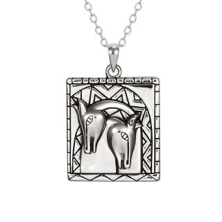 Laurel Burch Necklace Jewelry Embracing Horses Silver Pendant Chain Pony