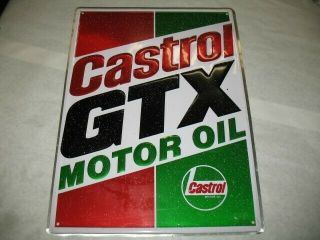 Vintage 1980 Castrol Gtx Motor Oil Aluminum Sign Auto Gas Metal Tin