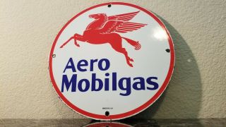 Vintage Mobil Gasoline Porcelain Metal Aero Pegasus Service Station Pump Sign