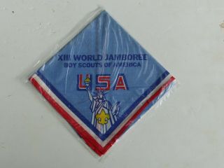1971 13th World Jamboree Usa Contingent Blue Boy Scout Neckerchief Bsa