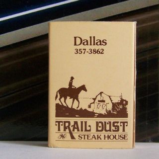 Rare Vintage Matchbook L1 Dallas Texas Trail Dust Steak House Cowboy Walnut Hill