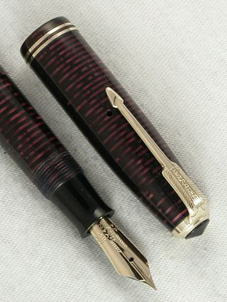 Vintage & Rare " Red " Striped Canadian Parker Vacumatic Fountain Pen Restored