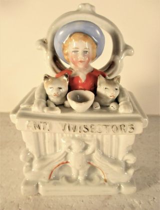 19th C Fairing,  " Anti - Vivisectors " W Cats & Child,  A Box With A Cause