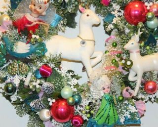 Retro Vintage Christmas Ornament Wreath Angel Deer Japan Kitsch Nostalgic 17 