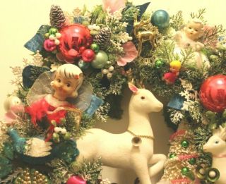 Retro Vintage Christmas Ornament Wreath Angel Deer Japan Kitsch Nostalgic 17 
