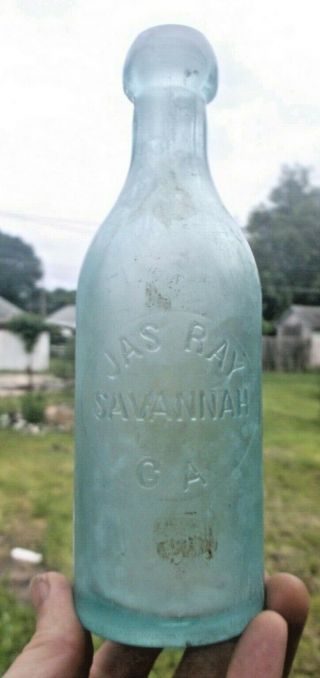 Aqua Blob Soda Bottle Jas Ray Savannah,  Ga 1880 