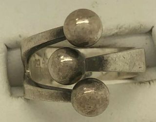 Ana Greta Eker Age Sterling Silver Modernist Adjustable Ring Norway Sz 6.  75 5.  9g