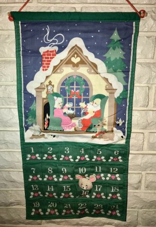 Vintage 1987 Avon Cloth Countdown To Christmas Calendar With Mouse