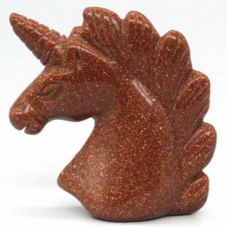 2 " Red Sand Unicorn Figurine Healing Crystal Natural Gemstone Statue Decor