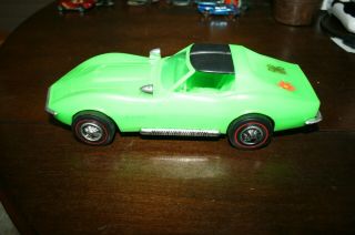 Processed Plastic 1969 Green Corvette Red Line Wheels 9 1/4 Inches Long T Tops