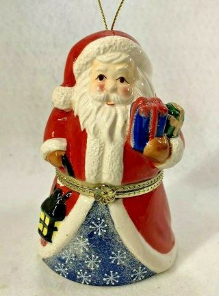 Mr.  Christmas Santa Musical Hinged Trinket Box Ornament " Jingle Bells ",  Trinket