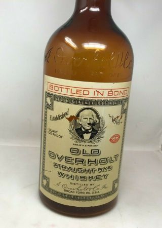 Vintage 25.  25 " Glass Old Overholt Rye Whiskey Prohibition Bar Advertising Gift