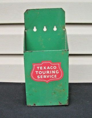Vintage Pressed Steel Texaco Touring Service Map Holder Stand Wall Rack