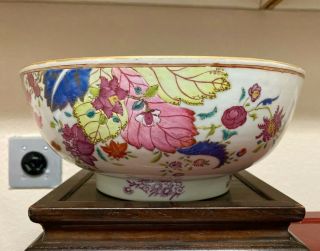 A Fine Antique Chinese 18th C Famille Rose Punch Bowl