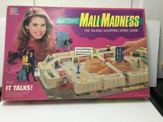 Vintage 1989 Electronic Mall Madness Board Game Milton Bradley - 100 Complete
