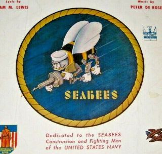 1942 World War 2 U.  S.  Navy Seabees Sheet Music / Military / Ww2 / Patch / Poster