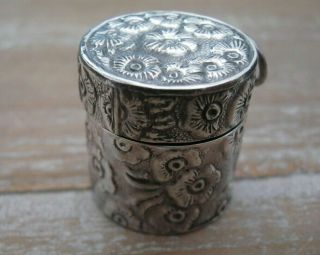 English Hallmarked Solid Sterling Silver Daisy Thimble Case Chatelaine