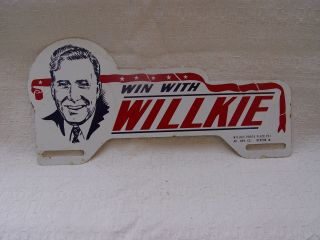 Win With Willkie Presidential Campaign License Plate Topper Photo Plate Sign
