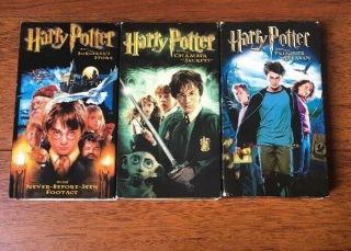 Harry Potter Movie Vhs Years One,  Two,  Three Rated Pg Wizard Magic Hogwarts (pb)