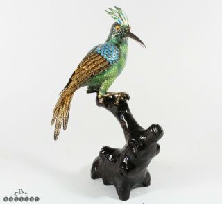 Chinese Filigree Silver / Cloisonne Bird Sculpture