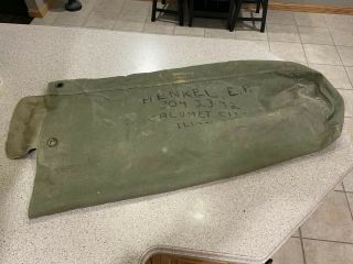 Vintage Old U.  S.  Navy Green Canvas Duffel Bag Marine Sea Bag