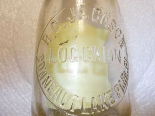 Conneaut Lake Park R.  C.  Jackson Log Cabin Milk Bottle 2