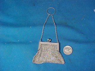 Early 20thc Sterling Silver Small Mesh Purse For A Chatelaine