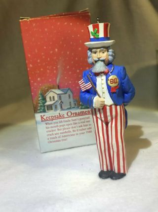 Hallmark Ornament Christmas Uncle Sam Nutcracker America Patriotic Flag 1988