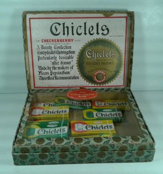 Vintage Chiclets Gum Store Display Box,  Glass Top,  Frank H.  Fleer & Co.