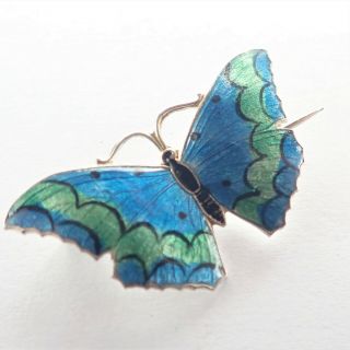 Thomas L Mott Small Art Deco Silver Enamel Butterfly Brooch