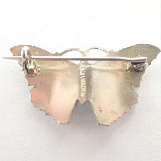 THOMAS L MOTT Small Art Deco Silver Enamel Butterfly Brooch 3