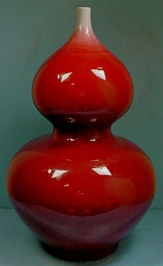 Massive 19th Century Chinese Langyao Sang De Boeuf Porcelain Double Gourd Vase