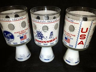 Vintage 1969 Apollo 11 Moonshot / Rocket Glasses Set Of Four Man On The Moon 3