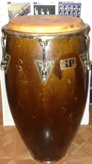 Vintage Lp Latin Percussion Large 30 " Wood Floor Bongo/drum/conga Bolt Tuned