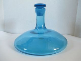 Vintage Blenko Art Glass Blue Decanter With Stopper